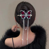 New Butterfly Tassel Pearl Grab Clip Twist Clip Is A Fashionable And Versatile Chinese-style Hair Accessory Hair Clips