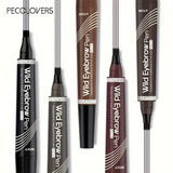 5 Colors Liquid Eyebrow Pen, Long Lasting Eyebrow Tattoo Pen, 4-splitted Head Eyebrow Tint Pen , Gray Brown Eyebrow Makeup