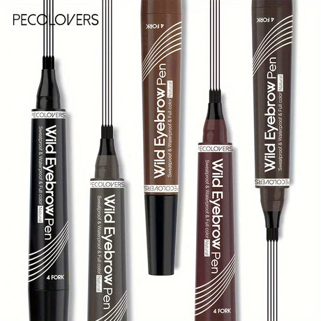 5 Colors Liquid Eyebrow Pen, Long Lasting Eyebrow Tattoo Pen, 4-splitted Head Eyebrow Tint Pen , Gray Brown Eyebrow Makeup