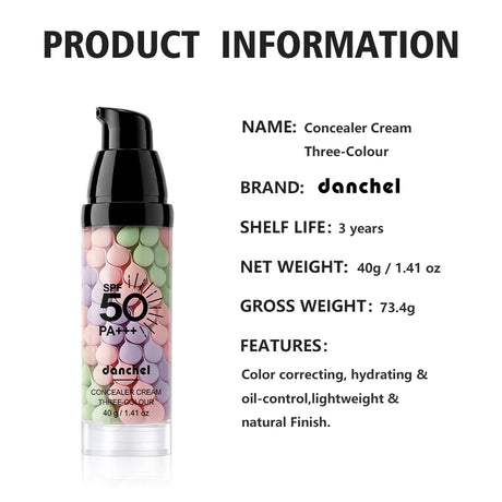 3-in-1 Primer SPF 50 Color Correcting Isolation Cream Oil Control Moisturizing Face Makeup Base Blur Pores Even Skin Tone Radian