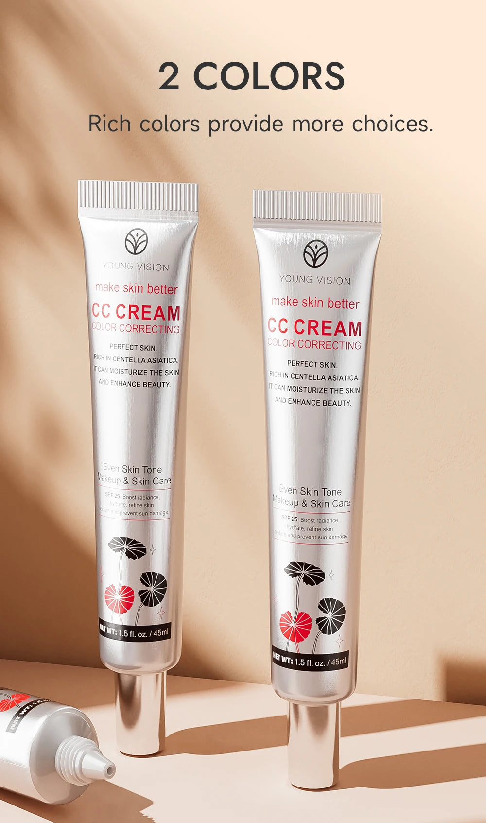 1PC/2PCS 45ml Brightening CC Cream Centella Asiatica Repairing BB Cream Natural Concealing Whitening Foundation Liquid Cosmetics