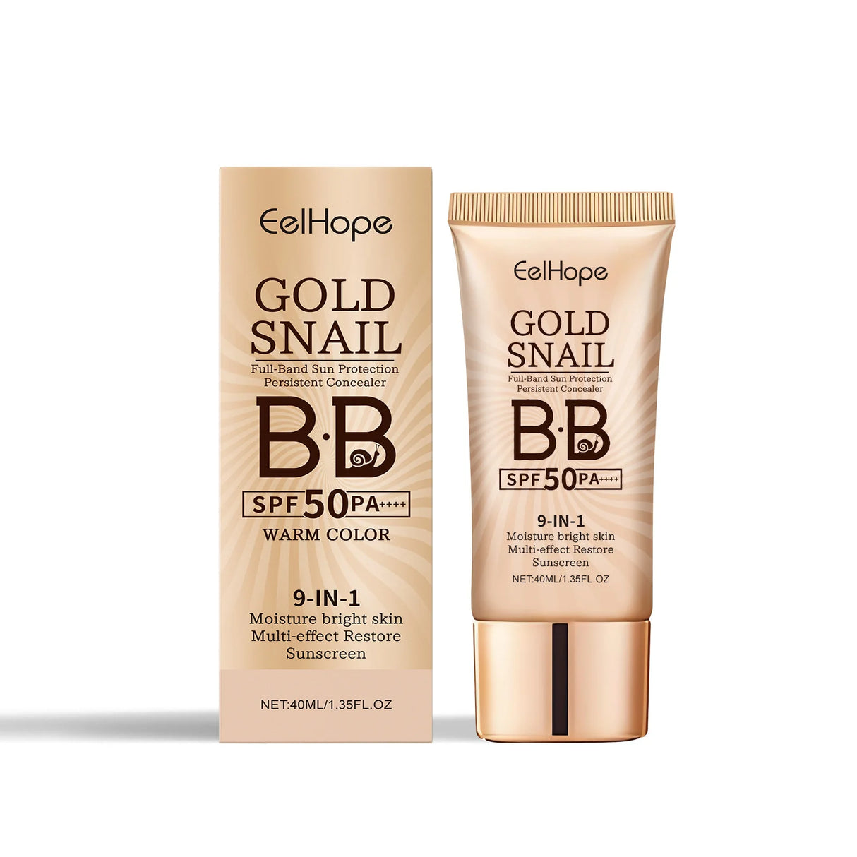 Gold Snail Sunscreen BB Cream SPF 50 Sun Block Makeup Moisturize Face Concealer Long-Lasting Isolation Lotion Concealer Cosmetic