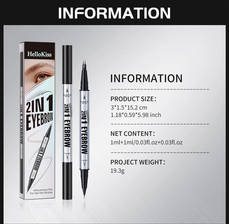Natural Look Eyebrow Pencil Waterproof Sweat Proof Double Ended 2 in 1 Long Lasting Brow Definition Fill Shape