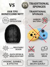Exfoliating Bath Glove Honeycomb Body Scrubber Deep Cleansing Shower Mitt Soft Massage Sponge for Dead Skin Removal