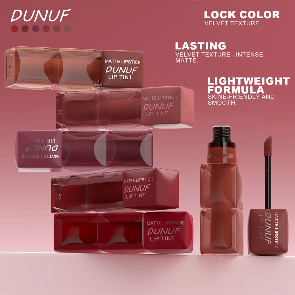 6pc/set Velvet Matte Lipstick Long-lasting Waterproof Lip Gloss Lip Glaze Non-Stick Cup Nude Red High Pigment Y2K Christmas Gift