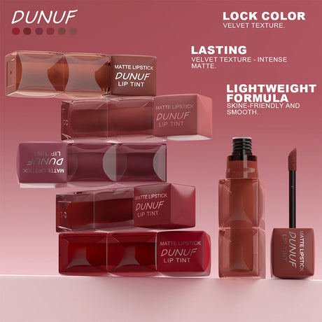 6pc/set Velvet Matte Lipstick Long-lasting Waterproof Lip Gloss Lip Glaze Non-Stick Cup Nude Red High Pigment Y2K Christmas Gift