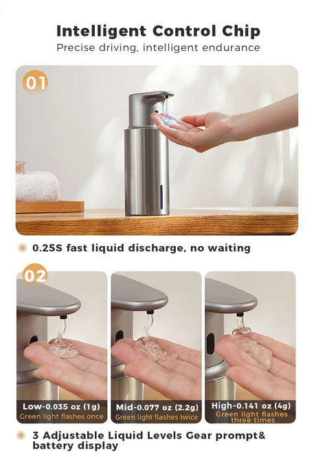 480ml Kitchen Soap Dispenser Automatic Sensor Hand Sanitizer Machine Intelligent Electric Body Wash Soap Dispenser 304 Stainl