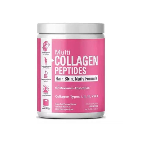 Multi Collagen Peptides Powder – Types I, II, III, V, X, Hydrolyzed Collagen for Women 99% Absorption Skin Hair Nails Joints