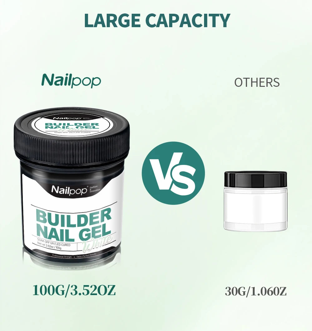 Nailpop Milky Smooth Builder Gel 30/100g for Nail Extension Long Lasting Quick Building UV Gel Soak Off Nail Art Design DIY