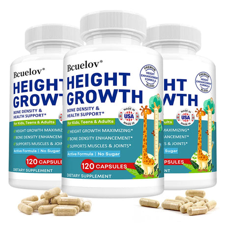 Natural Height Growth Capsules for Kids, Teens and Adults Zinc and Calcium Increase Peak Height Supplement Bone Strength