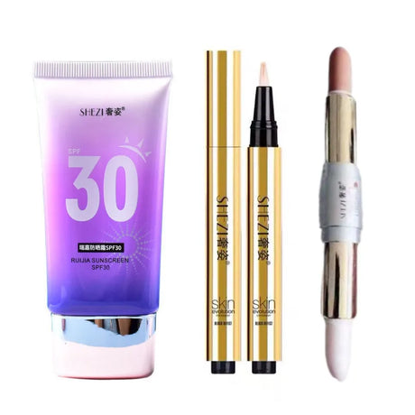 Shezi Good Price Facial Body Sunscreen Whitening SPF30 Concealer Highlight Base Makeup Set Sunscreen Kit Cosmetics