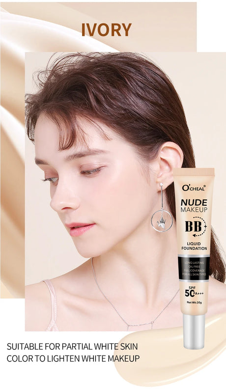 Ocheal 30g BB/CC sunscreen Cream SPF 50/PA+++ Facial Liquid Foundation Cream Long Lasting Coverage Oil Free All Skin Makeup