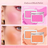 Matte Embossed Blush Palette High Pigmented Pink Coral Cheek Blush Powder With Professional Makeup Brush