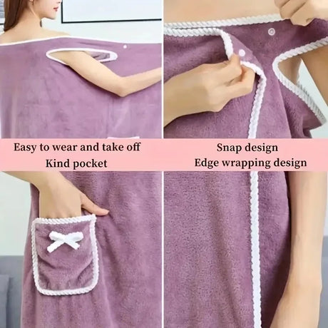 Womens Fast Drying Bath Towel 135x80cm Wearable Beach Spa Shower Gym Towel Girls Clothing Wash Robe