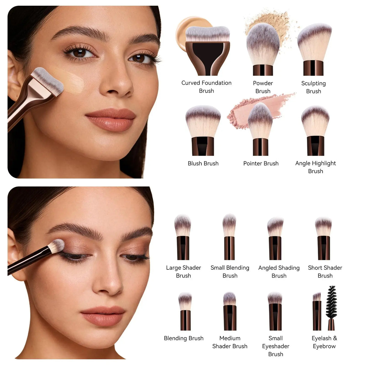 14 PCS Makeup Brushes Professional Make Up Brushes Premium Synthetic Powder Concealers Brushes Travel Makeup Brush Set