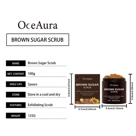 OceAura 100g Natural Brown Sugar Scrub 100g Exfoliating Body Nourishing Deep Clean Pore Shrinking Skin Refreshing