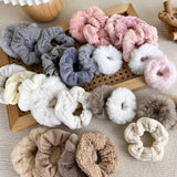 7/Pcs/Set Hair Rope Autumn Winter Furry Head Rope Headband for Woman Girls Fashion Sweet Hair band Tie Ponytail Rubber Band Gift