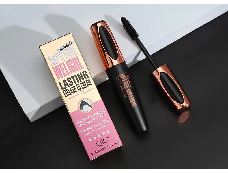Black 4D Fiber Mascara Thick Lengthening Volumizing Waterproof Sweatproof Long Lasting Eyelash Extension Eye Makeup Cosmetics