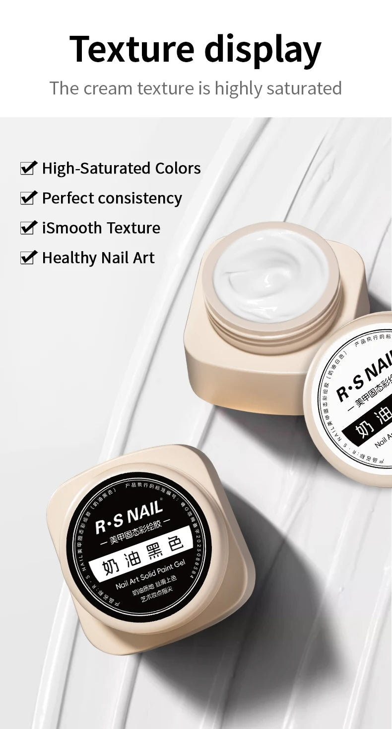 RS NAIL 5g Painting Gel Nail Polish Black White Nail Painting Art Gel Line Flower Drawing Gel Semi-solid UV LED Soak Off Varnish