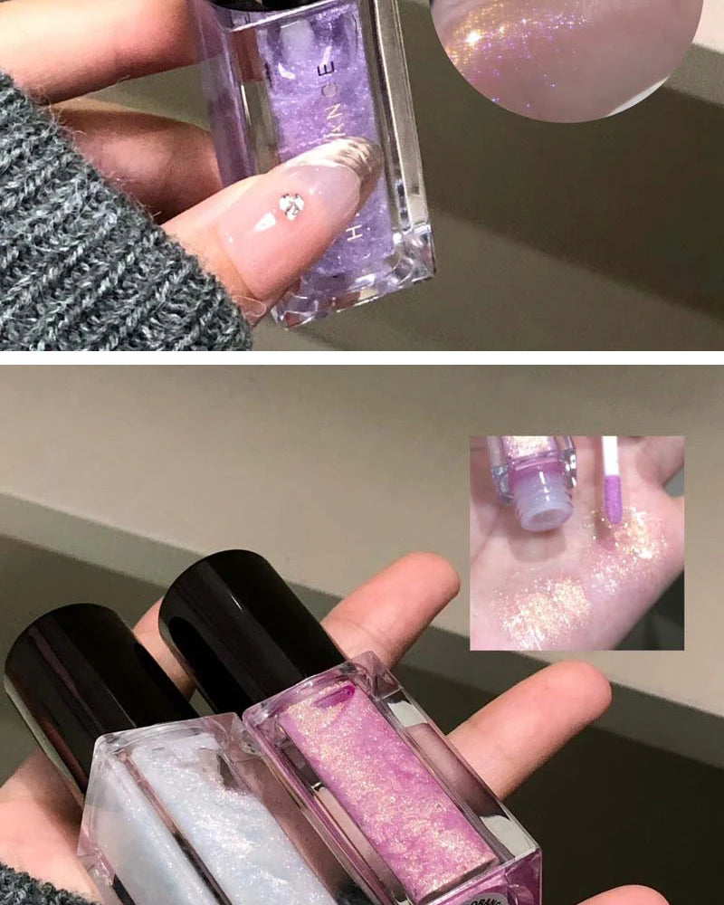 HERORANGE Glittering Mirror Lip Glaze, Watery Shimmering Light Lip Gloss Makeup 6 Colors, Hydrating Moisturizing, Long Lasting