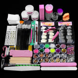 Nail Acrylic Kit 12 Color Glitter Acrylic Powder 3D Nail Art Engraving Extended Mold Crystal Powder Nail Art Tool Kit