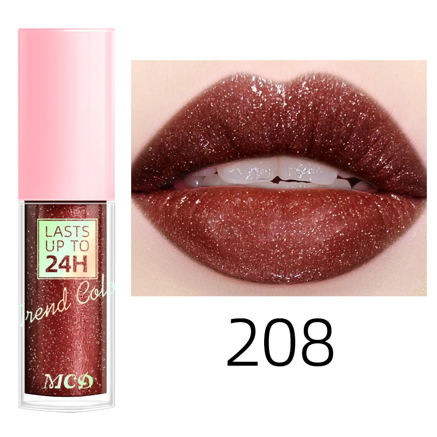18 Colors Glitter 1pcs Lip Glaze Long Lasting Lip Gloss Waterproof Liquid Lipstick Makeup Lip Oil Lip Tint Moisturizing Lip Balm