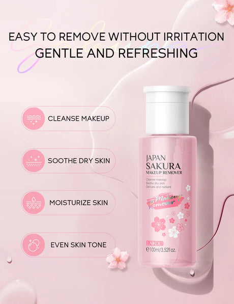 LAIKOU Portable Makeup Remover Lashes Cleansing Liquid Water Lip Eye Gentle Care Make-Up Travel Skin Remover Face Skincare 100ml