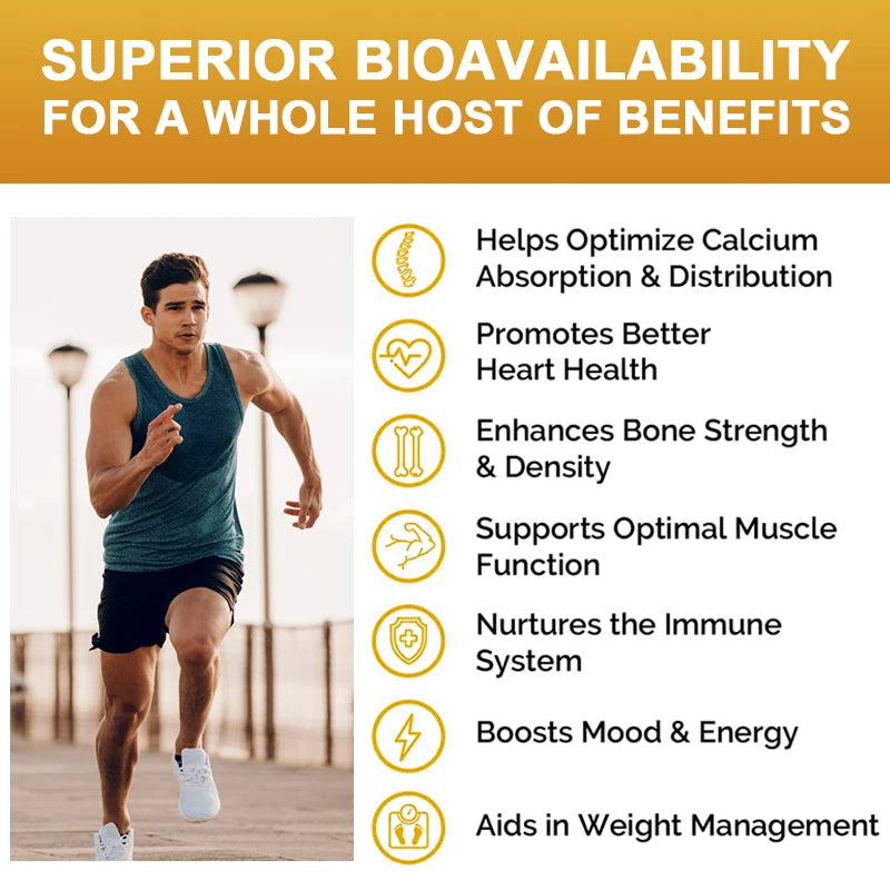 BEWORTHS 4in1 Vitamin D3 Calcium Capsules for Bone Strength Heart Health Immune Support Nerve and Muscle Function Health