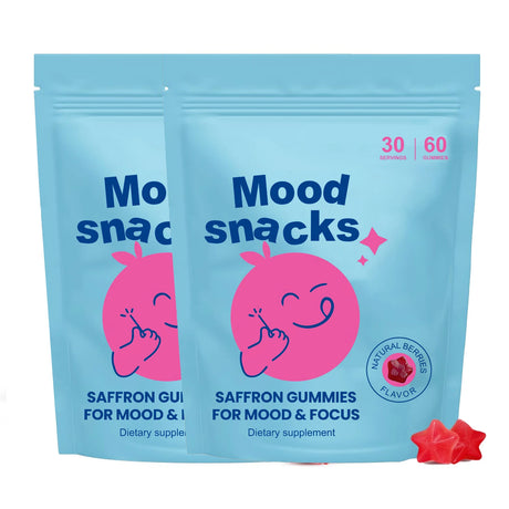 Mood Snacks - Kids Saffron Gummies, Natural Berries Supplements Offer Mood Support and Calms Temper Tantrums, Sugar Free Gummies