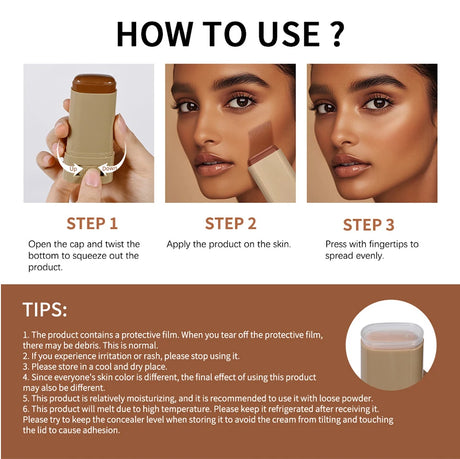 Tinted Moisturizer Balm Foundation Stick Lightweight Hydrating Sheer Coverage Natural Radiant Glow Portable Daily Face Makeup Cosmetic
