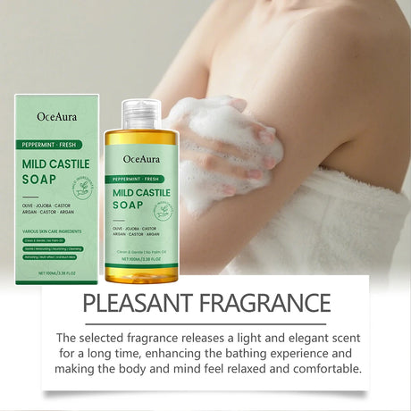 100ml Castiles Soaps Unscented,Refreshing Moisturizing Body Wash For Dry Skin,Sulfate Free Moisturizing Daily Body Cleanser