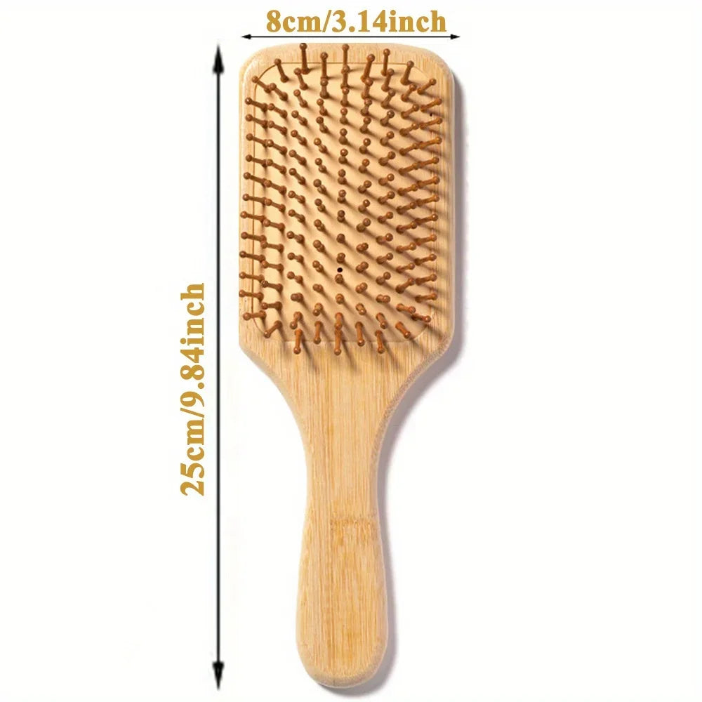 Wooden Hair Brush Improve Hair Growth Wood Hairbrush Prevent Hair Loss Comb Bamboo Comb Teeth Hairdressing Styling Hair Tools