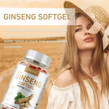 Red Panax Ginseng Capsules - for Immunity, Energy, Fatigue and Stress Relief, and Mental Focus