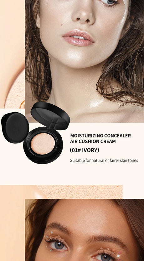 OCHEAL BB Cream Air Cushion Full Coverage Waterproof Long-lasting Concealer Cushion Compact Face Makeup Foundation CC Cream