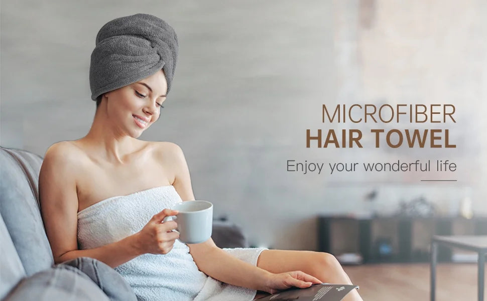 Button Up Hair Towel Wrap High Absorbency Microfiber Towels Curly Hair Girls' Quick Drying Towels Hair Drying Towels Hair Towel