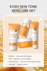 4pcs Vitamin C Skin Care Sets Face Cream Facial Cleanser Essence Spf 50+ VC Sunscreen Moisturizing Refresh Face Care Travel Suit