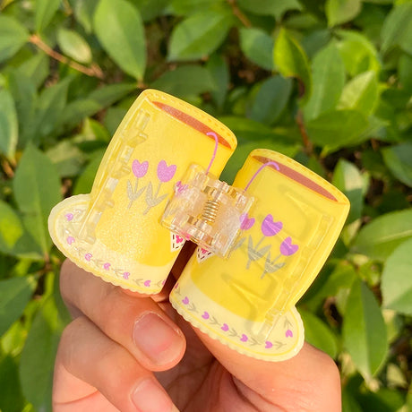 Sweet Cute Plastic Pastoral Flower Print Cup Shark Hairpin For Women Girls New Cute Vase Shape Hair Clip Claw Accessories