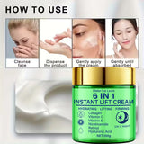 6 in 1 Instant Lift Cream Collagen Vitamin C Retinol Blend. Hydrates Lifts Firms Skin. Day Night Use. Visible Tightening. 100g.
