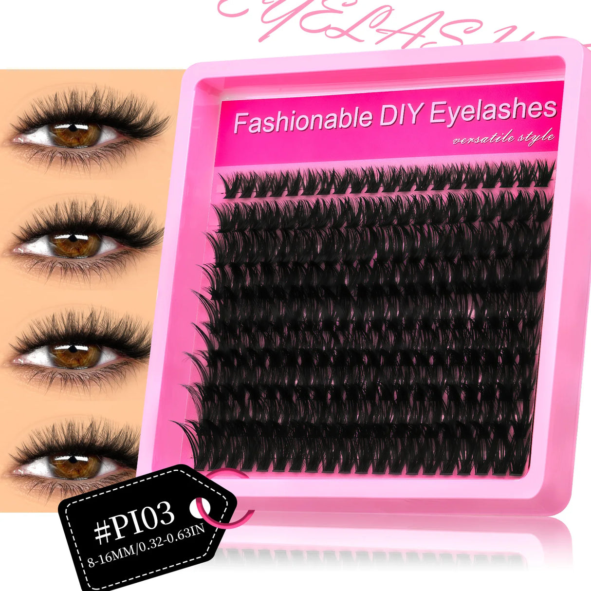 GROINNEYA Fluffy Lash Clusters DIY Natural Thick Cluster Lashes Fluffy Soft Mink Lashes Extension Individual Eyelashes Makeup