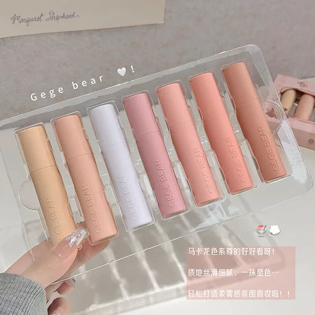 7 Pcs Matte Lipstick Lip Gloss Sets Long-Lasting Non-Fading Waterproof Non-stick Cup Exquisite Gift Everyday Holiday Universal