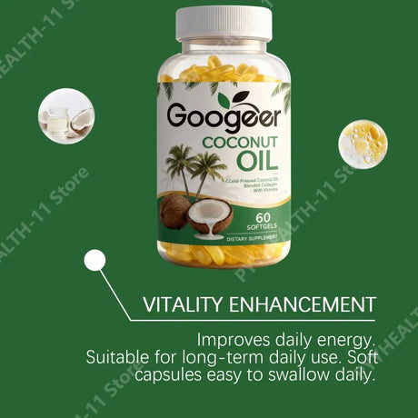 Coconut Oil Softgels Blended Collagen Vitamin E with Vitamins Hair Skin Nails Beauty Supports Energy Vitality 60 Softgels
