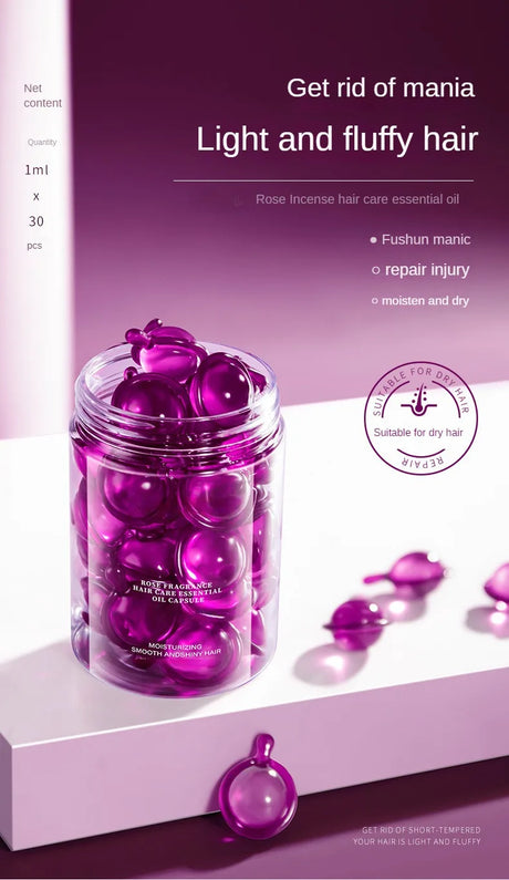 Hair Styling Serum for Frizzy & Dry Hair Rose Essence Oil Capsules  Leave-in Anti Frizz Conditioner Repairs Dry, Damaged Hair