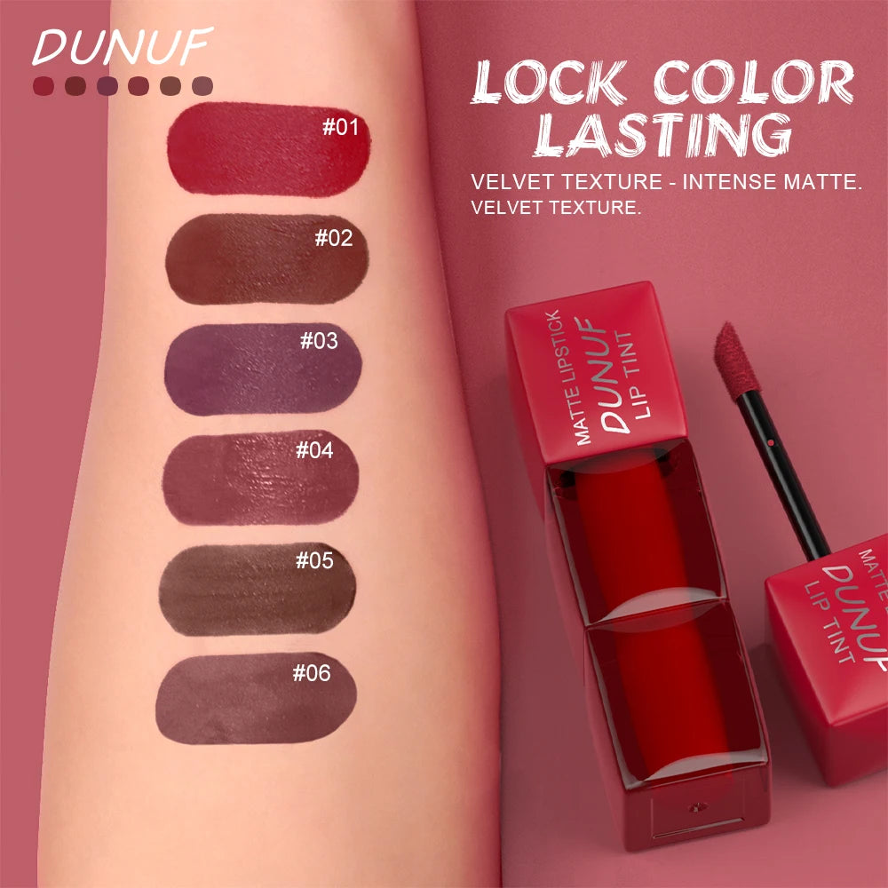 6pc/set Velvet Matte Lipstick Long-lasting Waterproof Lip Gloss Lip Glaze Non-Stick Cup Nude Red High Pigment Y2K Christmas Gift