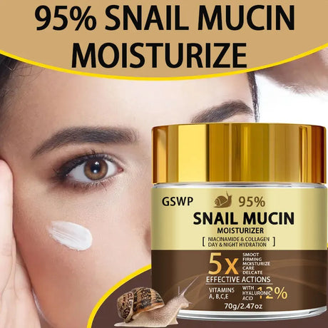 GSWP Snail mucin 95% cream - moisturizes day and night, deeply hydrates, firms and nourishes, creating radiant skin.70/140g