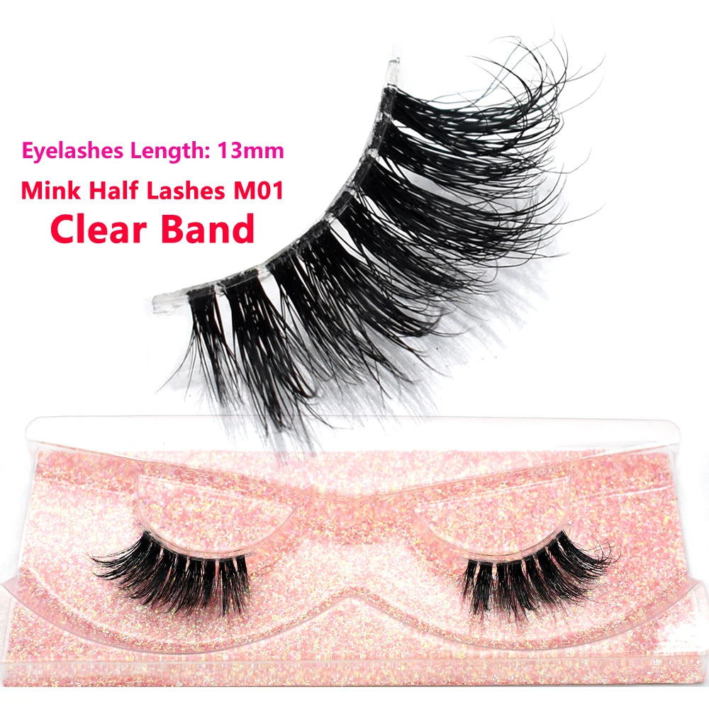 Half Lashes Mink Eyelashes Fluffy Soft False Eyelashes Wispy Cross Mink Eye Lashes Natural Short Mink Eyelash Extension Makeup