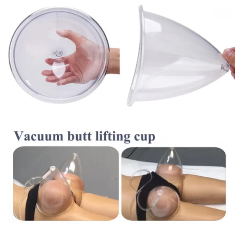 2pcs180/150ml Breast Enlargement Cupping Hip Lifting Buttock Vacuum Pump Suction Replacement Enhancer Massage Cup with Hose Set
