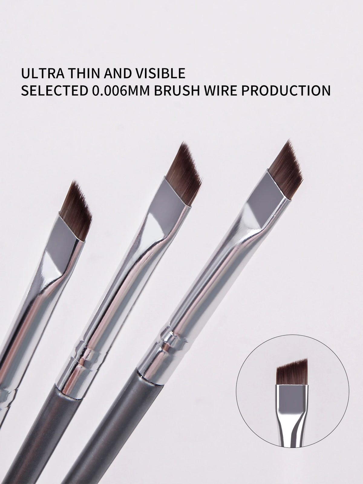 12pcs Silvery Super Thin Blade Eyeliner Brush & Soft Makeup Brush Set, Portable Eyebrow Brush & Multipurpose Cosmetic Tool