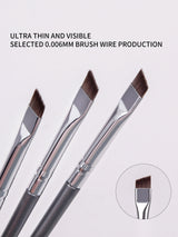 12pcs Silvery Super Thin Blade Eyeliner Brush & Soft Makeup Brush Set, Portable Eyebrow Brush & Multipurpose Cosmetic Tool