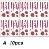 5/10pcs Halloween Scar Temporary Tattoo Stickers Red Blood Clot Face Tattoo Waterproof Cosplay Gifts For Men Women Party Decor
