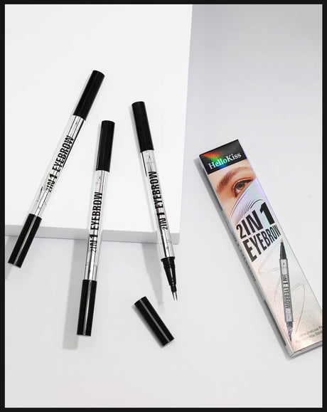 Natural Look Eyebrow Pencil Waterproof Sweat Proof Double Ended 2 in 1 Long Lasting Brow Definition Fill Shape